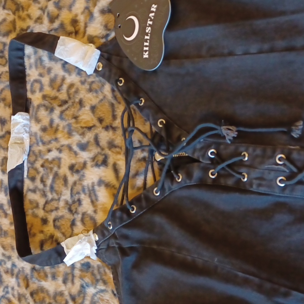Killstar Black Lace-Up Halter Backless Dress